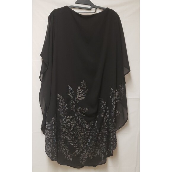 Xscape Black Sequin Formal Cape Dress Size 18W Fully Lined POE Party Cocktail - Picture 2 of 12